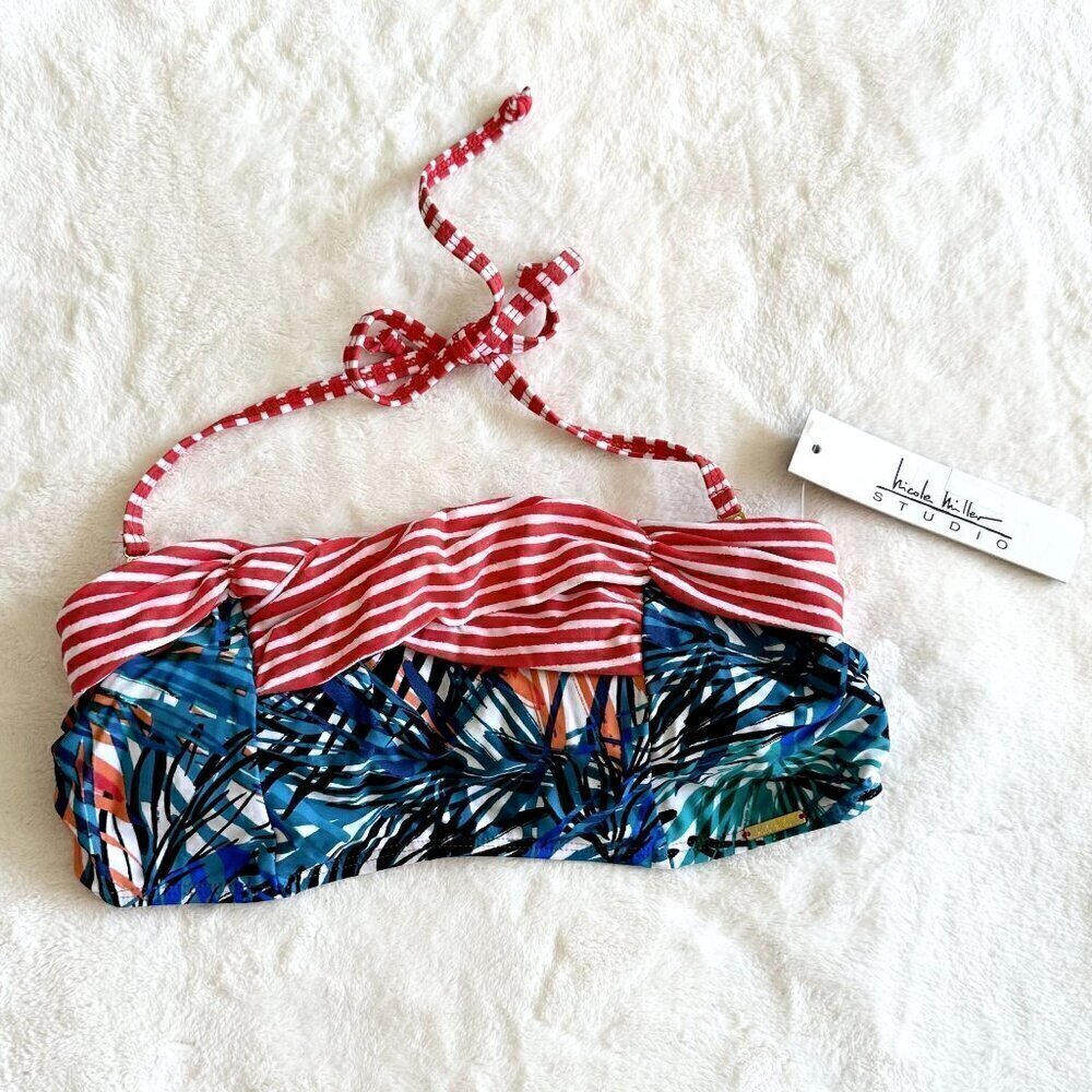 NWT Nicole Miller Tropical Printed Bikini Top - Size 6 (Small/Medium)